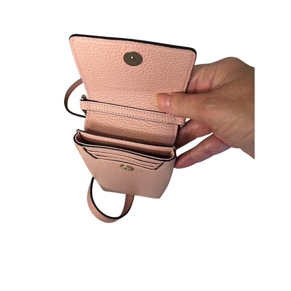 Kate Spade Pebbled Leather Phone Crossbody Bag Blush Pink – Card Holder Pockets - Picture 7 of 7